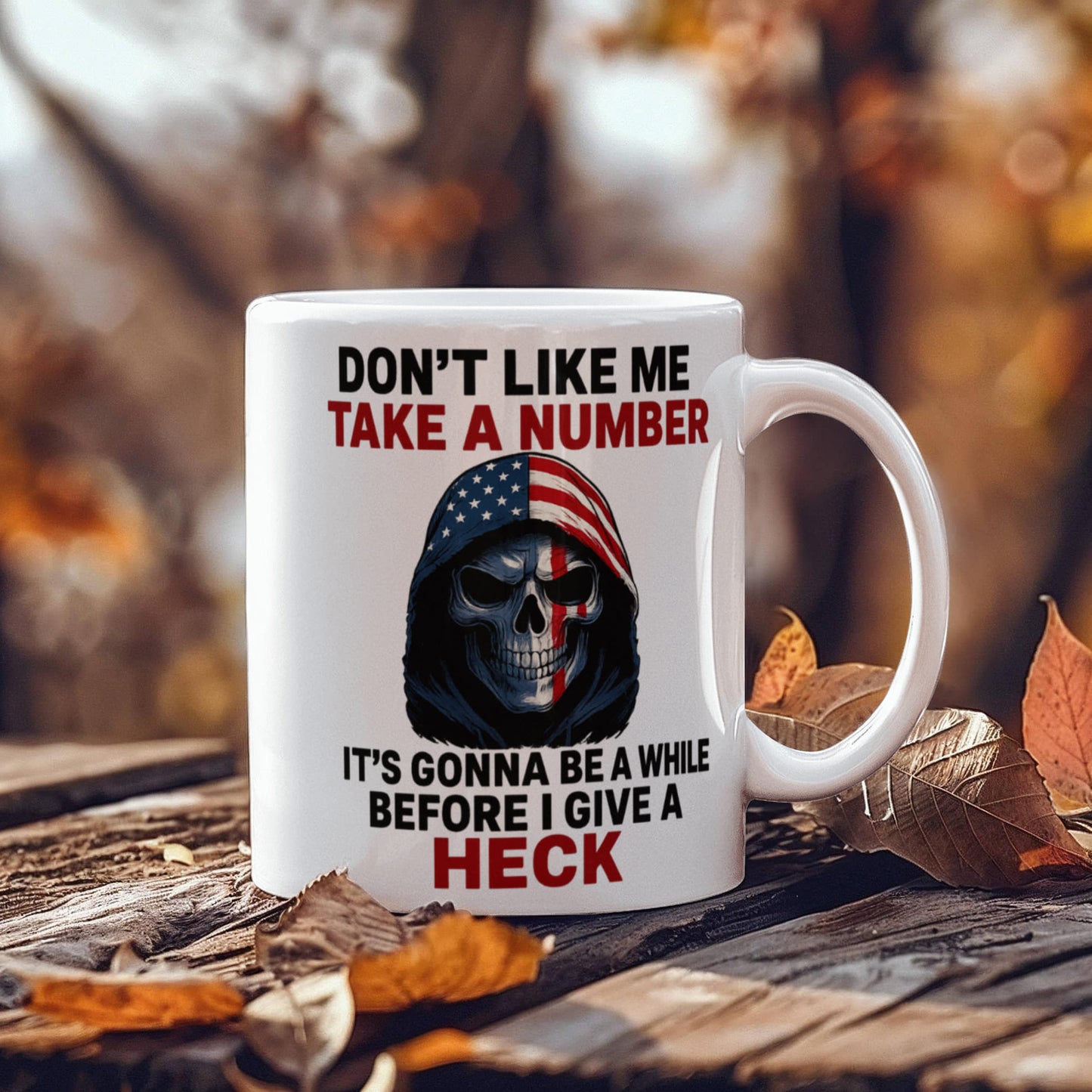 No me agradas Toma un número, pasará un tiempo antes de que me importe un carajo Taza