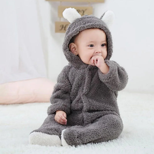 Cozy Winter Baby Animal Rompers