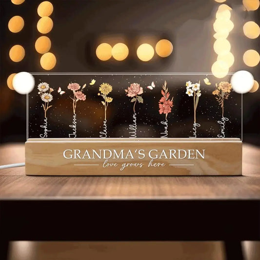 Personalisierter Oma/Mamas Garten LED Rahmen #2025 Muttertagsgeschenk